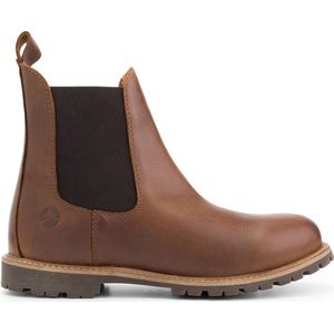 Travelin' Leikanger Heren Leren Chelsea boot - VIBRAM zool - Wol gevoerd - Cognac bruin leer