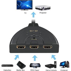 HDMI Switch / HUB - 3 x 1 - 50 cm kabel - 4K Ondersteuning