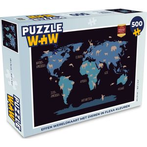 Puzzel Wereldkaart Kinderen - Dieren - Bruin - Legpuzzel - Puzzel 500 stukjes