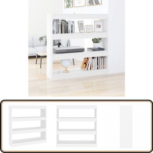 vidaXL Boekenkast/kamerscherm - Wit - 100x30x103 cm Boekenkast - Houten Boekenkast - Klassieke Boekenkast - Witte Boekenkast - Kamer Scheidingswand