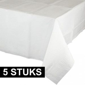 5x Witte tafelkleden 274 x 137 cm - Tafellakens wit 5 stuks