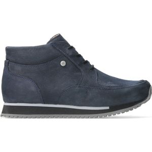 Wolky Hoge veterschoenen e-Boot blauw stretch nubuck