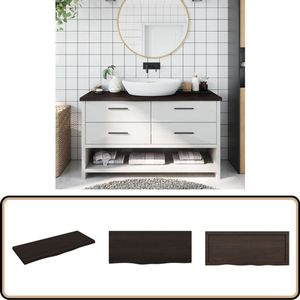 vidaXL Wastafelblad - 100x40 cm - Massief hout - Donkerbruin Wastafelblad - Eikenhouten Wastafelblad - Keukenblad - Badkamermeubel - Eikenhout