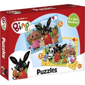Bing Puzzel (2 x 12 stukjes) - Bing en zijn vriendjes Sula, Panda en Flop