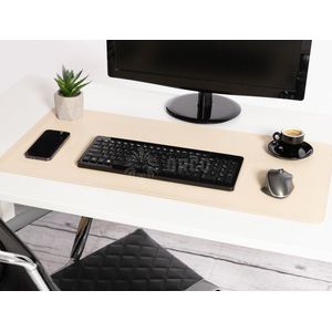 Bureau mat - Bureau Onderlegger - Bureau Organiser - Deskmat - Hoogwaardig Kunstleer - 90 x 43 cm - Beige