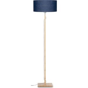 GOOD&MOJO Vloerlamp Fuji - Blauw/Bamboe - Ø47cm - Scandinavisch,Bohemian - Staande lampen voor Woonkamer - Slaapkamer