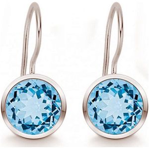 Quinn - zilveren oorbellen met blauwe topaas - 035804958