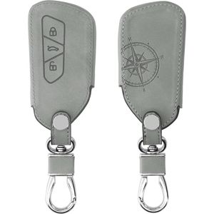 Autosleutelhoes compatibel met VW Golf 8 3-knops autosleutel - beschermhoes van imitatieleer - Vintage Kompas - grijs - hoogwaardige kwaliteit - gemakkelijk te bevestigen .