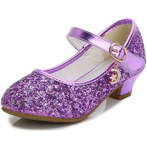 Prinsessen schoenen hakken meisje paars glitter maat 26 - binnenmaat 17 cm - bij verkleedjurk