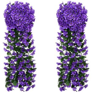 Vivva - Kunst Orchideeën - Kunstbloemen - Nepbloemen - Kunst Bloemen - Nep Bloemen - Kunstboeket - Paars - 2 Stuks - HANGROSE