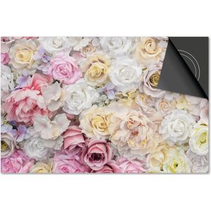 Inductie beschermer 81x52 - afdekplaat inductie mat - Dietrix Kookplaat beschermer - Base - Bloemen en Planten - Rozen pastel