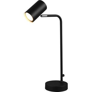 LED Bureaulamp - Tafelverlichting - Trion Milona - GU10 Fitting - Rond - Mat Zwart - Aluminium