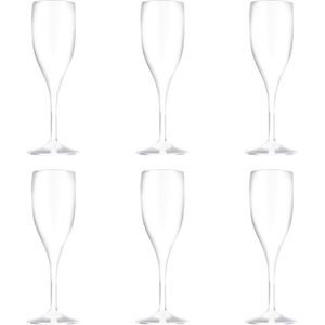 Set van 8x Stuks Champagneglazen/Prosecco Flutes Wit 150 ml Onbreekbaar Kunststof - Herbruikbaar