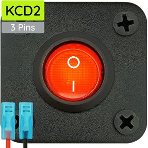 ProRide Wipschakelaar ON-OFF KCD2 - 3 Polig - 12V/20A - Inbouwpaneel 1-voudig - Met aansluitkabel - Rood indicatielampje