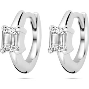 Zilver Gerhodineerd Klapoorringen Zirkonia 10 Mm 1339724