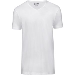 Slater 7600 - BASIC FIT 2-pack T-shirt V-hals korte mouw wit XXL 100% katoen