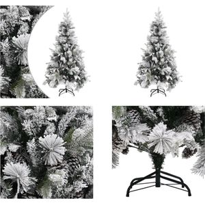 vidaXL Kerstboom met dennenappels en sneeuw 225 cm PVC en PE - Kerstboom - Kerstbomen - Kunstkerstboom - Kunstkerstbomen