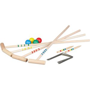 Relaxdays croquet spel - set - hout - buitenspel - kinderen - poortjes ballen en hamers
