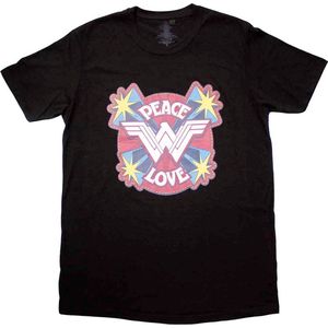 DC Comics Wonder Woman - Peace & Love Heren T-shirt - L - Zwart