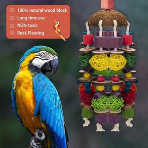 Papegaaien kauwspeelgoed voor vogels, 55 cm groot natuurlijk houten papegaai speelgoed, kauwspeelgoed voor vogels, bijtspeelgoed voor grote papegaaien, Afrika's grijze papegaaien