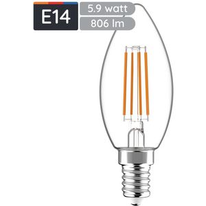 Avide E14 LED Filament Lamp 5.9W - 250lm - 2700K - Extra Warm Wit - Dimbaar - LED Kaarslamp B35 - Vervangt 60W Gloeilamp
