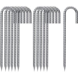 Grondankers set van 12 - 30 cm lang - J-haken - verzinkt - tent tentharingen - stabiele camping haringen - tenten luifels outdoor