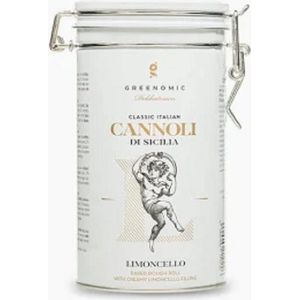 Bella Vita Cannoli di Sicilia Limoncello - Moederdagkado - Siciliaanse cannoli in blik - Italiaanse lekkernijen - Cadeau - Koekjes - Kado
