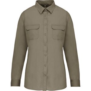 Kariban Damesoverhemd safari lange mouwen K591 - Light khaki - XL