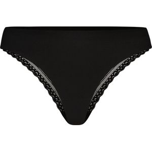 Secrets cotton string met kant zwart voor Dames | Maat XL