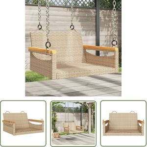The Living Store Schommelbank 63x62x40 cm poly rattan beige - Schommelstoel - Tuinset - Buitenschrijnwerk - Relaxfauteuil - Lounge Stoel