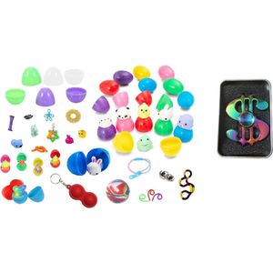 Easter Eggs 16 Paaseieren gevuld met Moochies Squishies en Fidget Toys Fidgets - Inclusief Cadeau Fidget Spinner Metaal Dollar Teken - Money Geld Spinner - Multicolor Rainbow - Top Cadeau pasen - Zoeken -