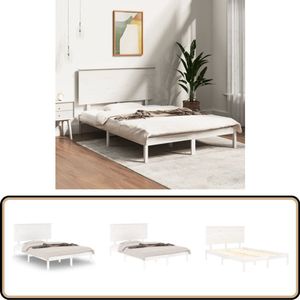 vidaXL Bedframe Grenenhout Wit 120x200 cm Houten Bed Frame - Wit Bed Frame - Modern Bed Frame - Grenenhout Bed Frame - King Size Bed Frame