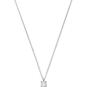New Bling 9NB-1055 Zilveren Ketting met Zirkonia Hangertje - 5mm - Wit - 40+5cm - Rhodium - Zilver