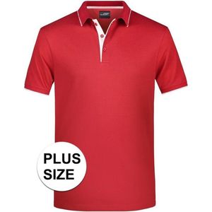 Grote maten polo shirt Golf Pro premium rood/navy voor heren - Rode plus size herenkleding - Werk/zakelijke polo t-shirts 3XL