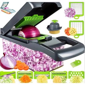 15 delige Groentesnijder / Mandoline - Keukensnijder - Uiensnijder - Spiraalsnijder - Frietsnijder - Rasp -