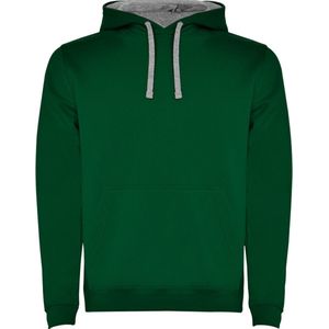 Fles groen / Heather grijs Unisex Hoodie met capuchon en koord Urban merk Roly maat XXXL