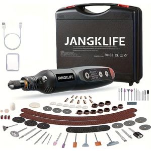 Kibus Elektrische Graveerpen - 5 Snelheden - Met Lampje - Incl. Accessoires - 18CM - Multitool - Starterskit - Graveren - Houtbewerking - Sieraden - Draadloos - USB-C