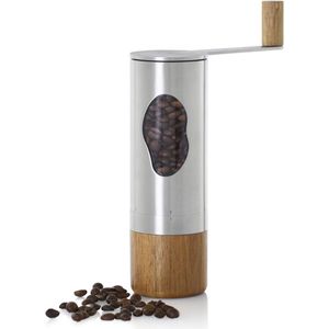 Koffiemolen Mrs. Bean, 0.62 Liter, Zilver, RVS/Acaciahout - AdHoc