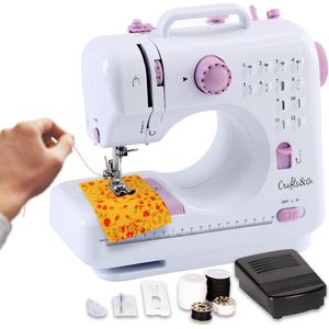 Crafts&Co Naaimachine - Naaimachines - Naaien voor Beginners & Kids - Sewing Machine - Naaiset - Wit