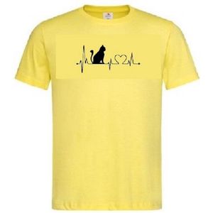 Grappig T-shirt - hartslag - heartbeat - poes - kat - kitten - kater - dierenliefde - dierenliefhebber - katten - poezen - maat 3XL