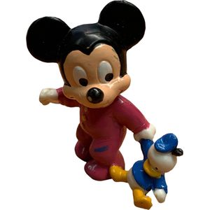 Mickey vintage figuurtje met baby Donald - Speelfiguurtje 6 cm
