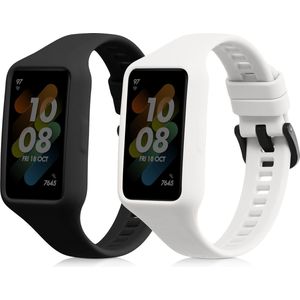 kwmobile 2x armband geschikt voor Huawei Band 7 / Band 6 / Honor Band 6 - Bandjes voor fitnesstracker in zwart / wit