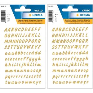 Stickervellen met 440x stuks alfabet plak letters A-Z goud/transparant 8 mm