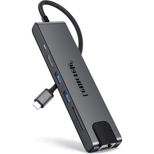 USB C Hub Ethernet RJ45 10/100/1000M - 8 en 1 USB C Hub HDMI 4K PD 100W 2 USB 3.0 Lector SD/TFHub voor MacBook Air/Pro M1iPad Pro M1 Windows Switch