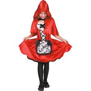 LUCIDA - Klein Roodkapje kostuum met schort voor meisjes - L 128/140 (10-12 jaar)