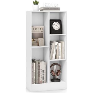 COSTWAY Boekenkast met 5 vakken, staand rek, kubusrek, kantoorplank, opbergrek voor woonkamer, slaapkamer, werkkamer, kantoor, 50 x 24 x 104 cm (wit)
