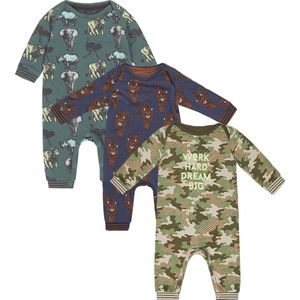 Charlie Choe - 3pack - Boxpakjes - slaappakjes - Groen met kwalletjes - Blauw met tijgers - Groen Bruin Camo - Maat 62