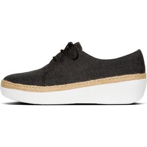 FitFlop™ Superderby™ Lace Up Shoes Shimmer Denim Black Shimmer-Denim - Maat 36