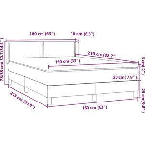 vidaXL - Boxspring - met - matras - fluweel - roze - 160x210 - cm