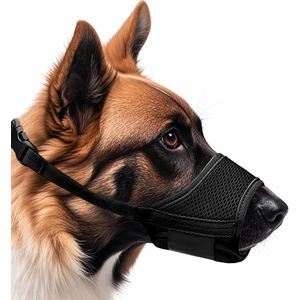 Nylon Muilkorf voor Honden - Verstelbaar en Ademend - Voorkomt Eten, Bijten en Blaffen - Zwart S